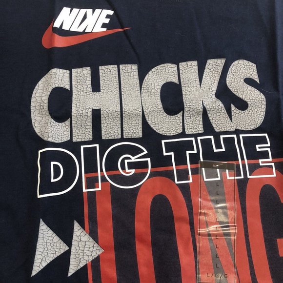 Nike Cleveland Indians/Guardians MLB 'Chicks Dig The Long Ball' T-Shirt Size L - Picture 3 of 5